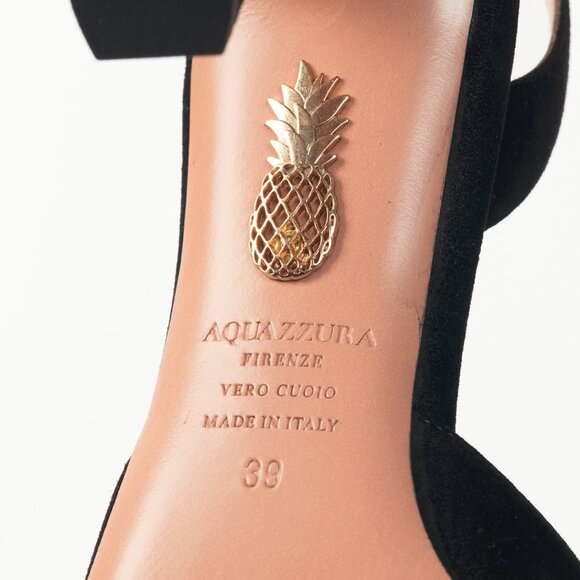 Aquazzura Kiki Sling 85 Black Suede Knotted Heels - Picture 5 of 10